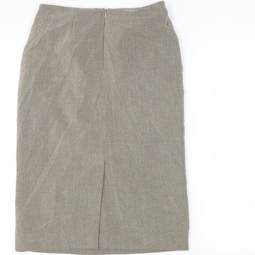 Autonomy Womens Green Cupro Straight & Pencil Skirt Size 10 Zip - Lined