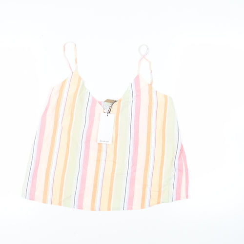 Stradivarius Womens Multicoloured Striped Viscose Camisole Tank Size M V-Neck