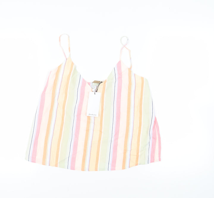 Stradivarius Womens Multicoloured Striped Viscose Camisole Tank Size M V-Neck