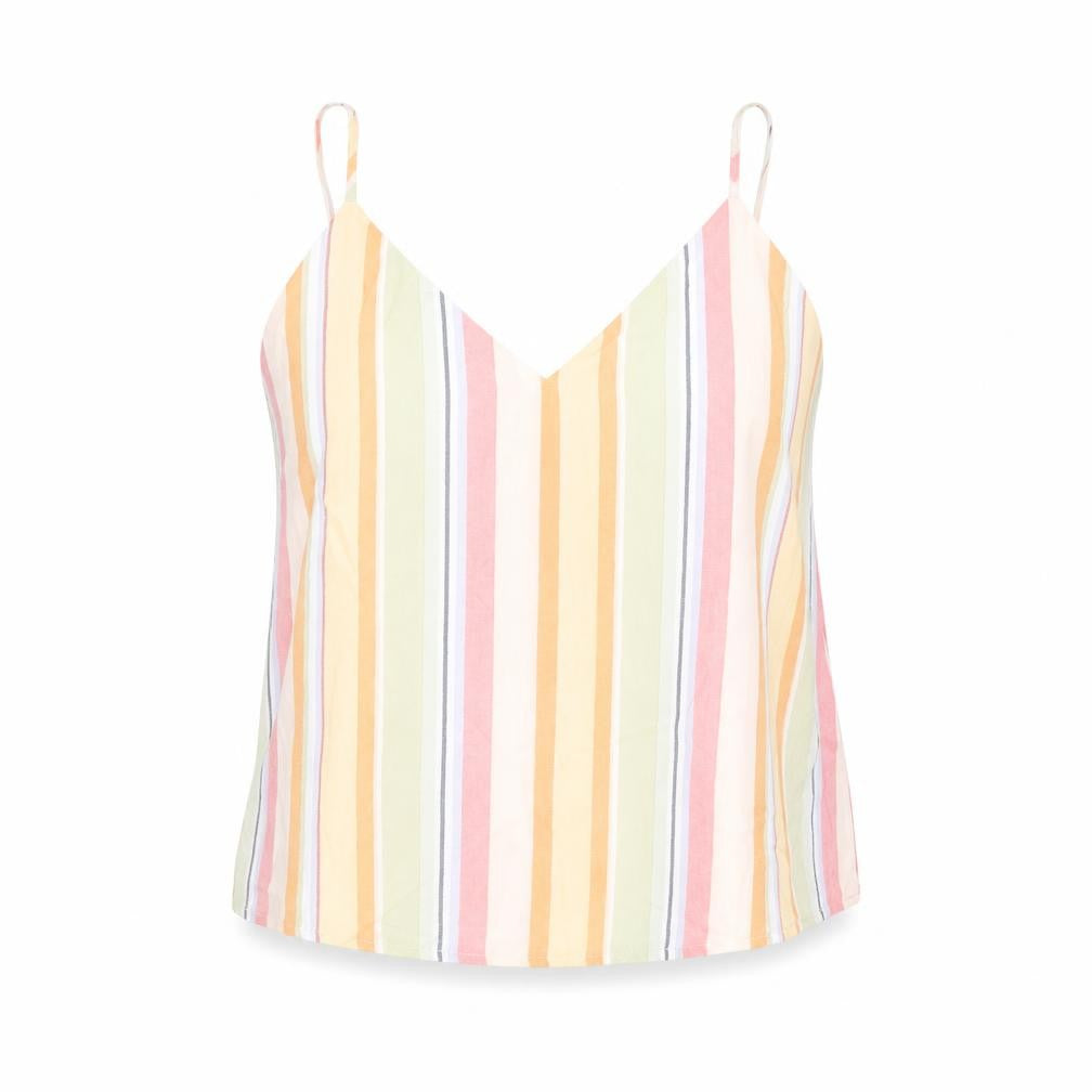 Stradivarius Womens Multicoloured Striped Viscose Camisole Tank Size M V-Neck
