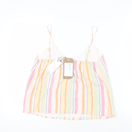 Stradivarius Womens Multicoloured Striped Viscose Camisole Tank Size M V-Neck
