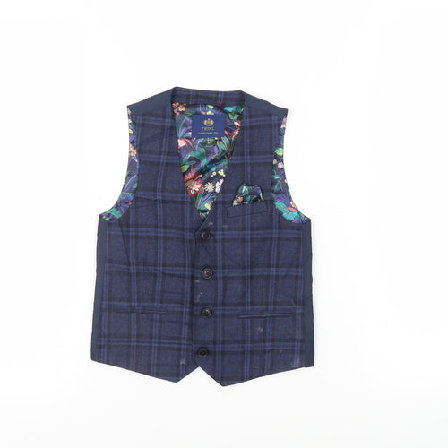 NEXT Boys Blue Plaid Jacket Waistcoat Size 6 Years Button