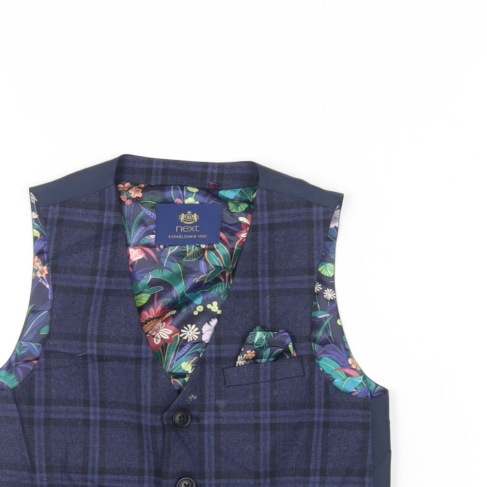 NEXT Boys Blue Plaid Jacket Waistcoat Size 6 Years Button