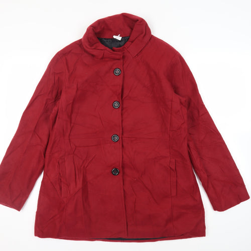 Gabriella Vincenza Womens Red Pea Coat Coat Size 14 Button - Vintage