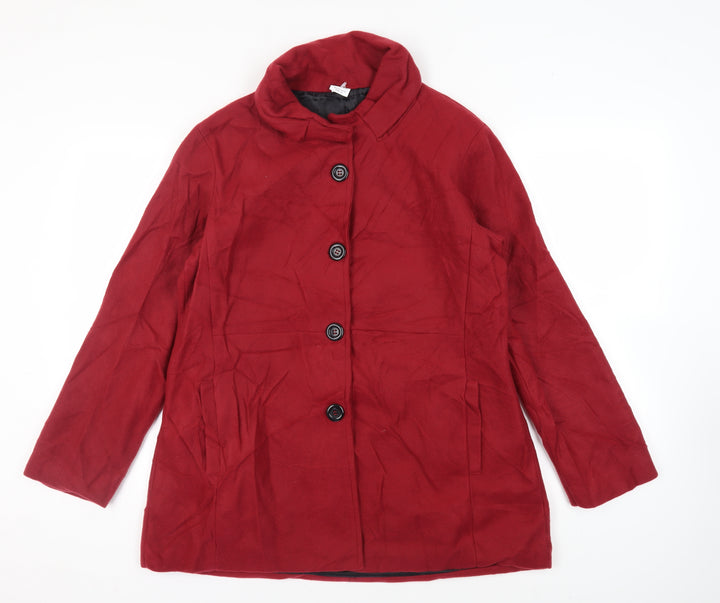 Gabriella Vincenza Womens Red Pea Coat Coat Size 14 Button - Vintage