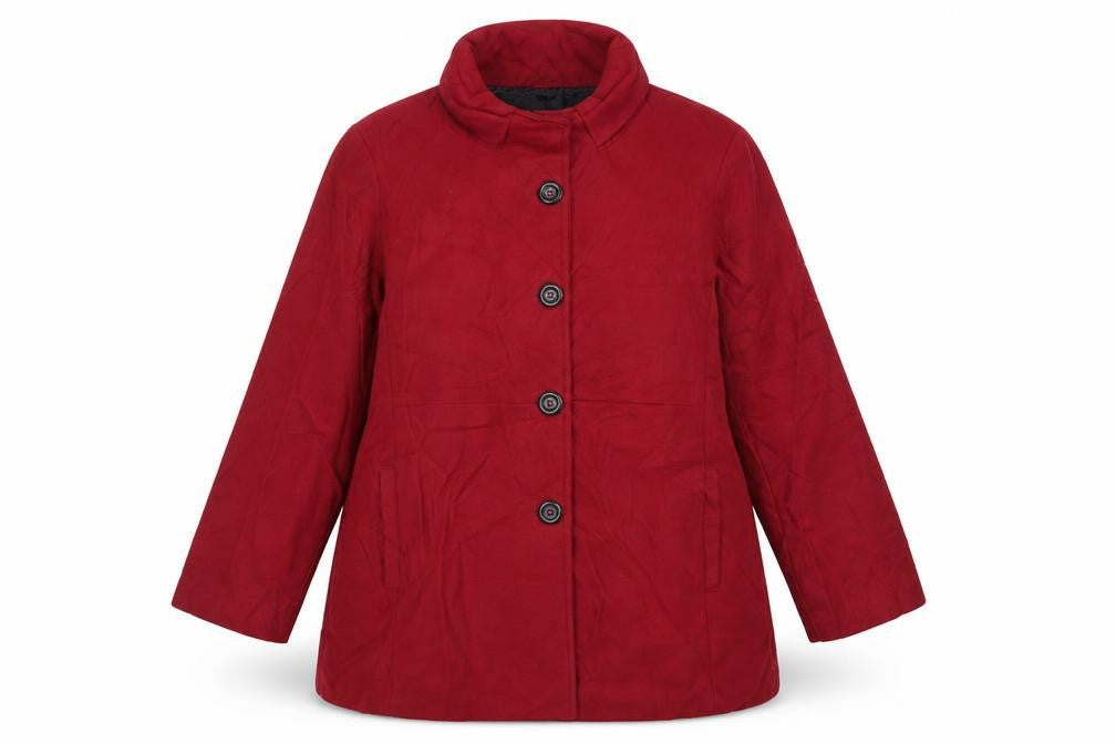 Gabriella Vincenza Womens Red Pea Coat Coat Size 14 Button - Vintage