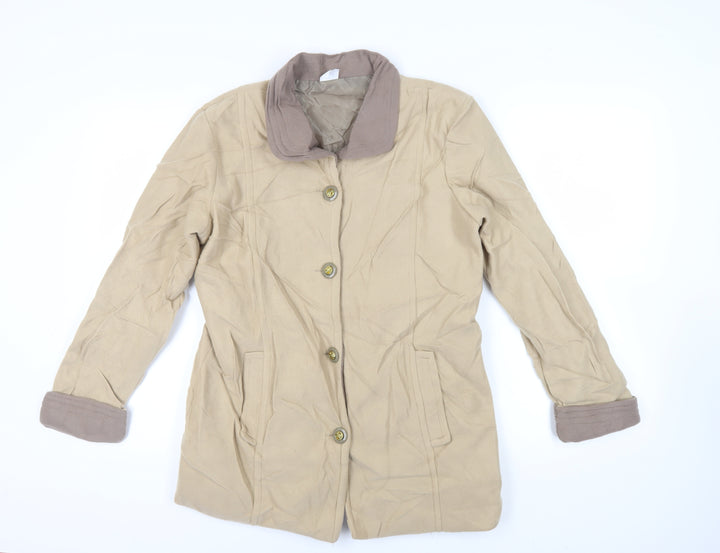 Gabriella Vincenza Womens Beige Jacket Size 14 Button - Vintage