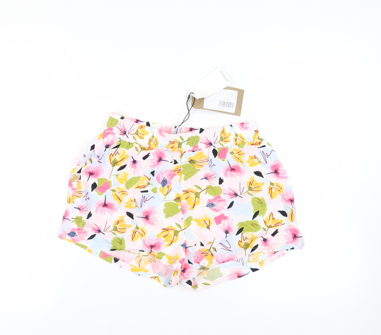 Stradivarius Womens Multicoloured Floral Viscose Basic Shorts Size M L3 in Regular - Elasticated Waist