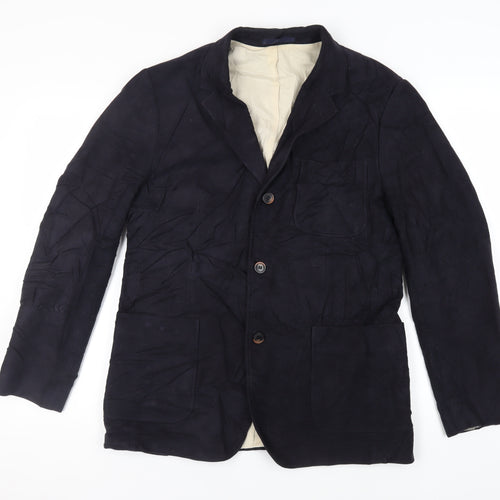 RJR.John Rocha Mens Blue Polyester Jacket Blazer Size 38 Regular