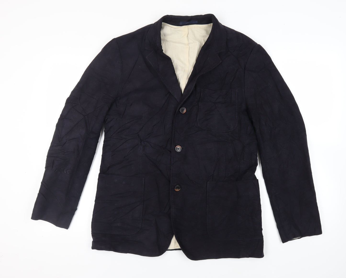 RJR.John Rocha Mens Blue Polyester Jacket Blazer Size 38 Regular