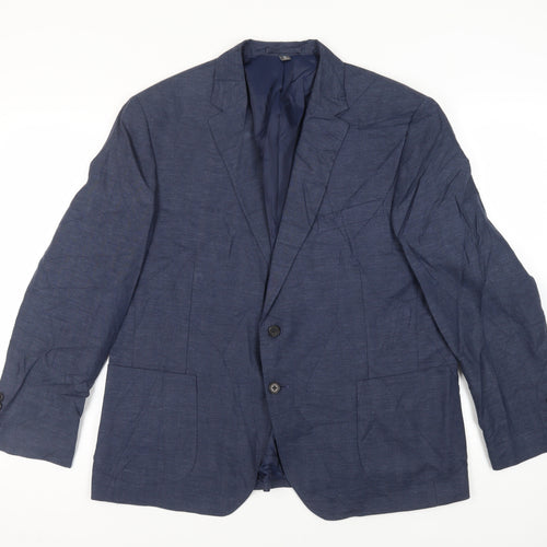 Marks and Spencer Mens Blue Polyester Jacket Suit Jacket Size 46 Regular