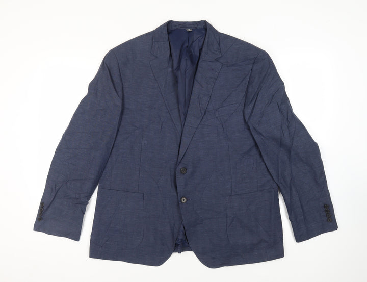 Marks and Spencer Mens Blue Polyester Jacket Suit Jacket Size 46 Regular