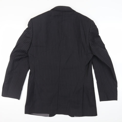 Marks and Spencer Mens Black Striped Polyester Jacket Suit Jacket Size 38 Regular