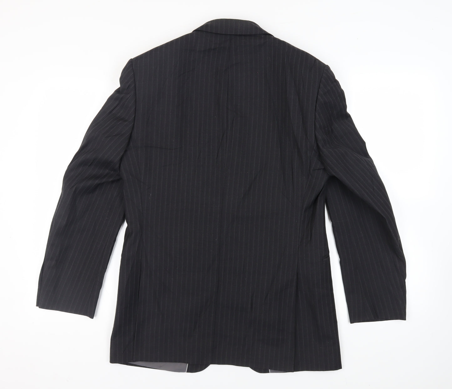 Marks and Spencer Mens Black Striped Polyester Jacket Suit Jacket Size 38 Regular