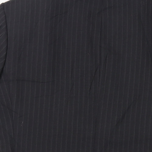 Marks and Spencer Mens Black Striped Polyester Jacket Suit Jacket Size 38 Regular