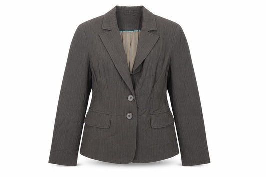 Front view of Debenhams women’s brown jacket blazer, size UK 16, button