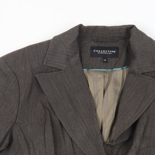 Debenhams Womens Brown Jacket Blazer Size 16 Button
