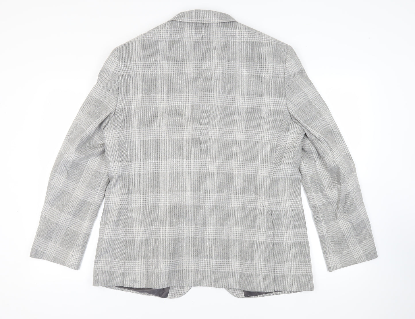 Marks and Spencer Mens Grey Plaid Polyester Jacket Suit Jacket Size 46 Regular