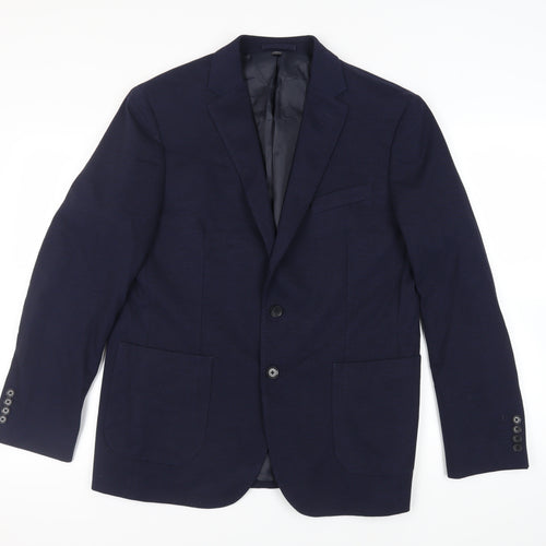 Marks and Spencer Mens Blue Polyamide Jacket Suit Jacket Size 42 Regular