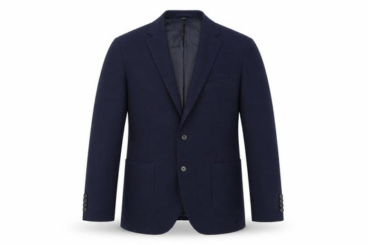 Front view of Marks & Spencer men’s blue polyamide jacket suit jacket, size 42, regular