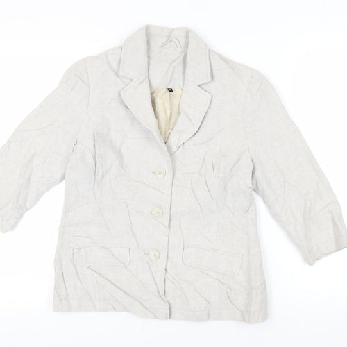 DASH Womens Grey Herringbone Jacket Blazer Size 10 Button