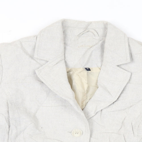 DASH Womens Grey Herringbone Jacket Blazer Size 10 Button