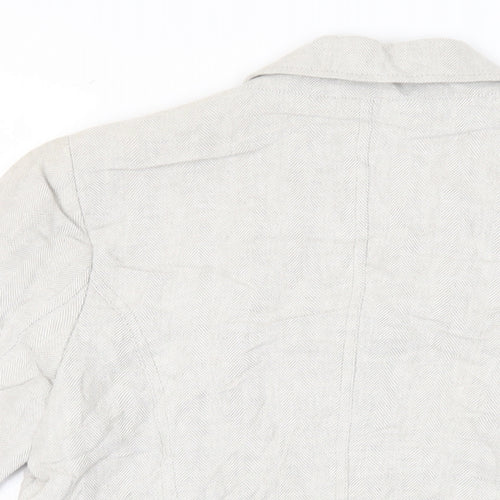 DASH Womens Grey Herringbone Jacket Blazer Size 10 Button