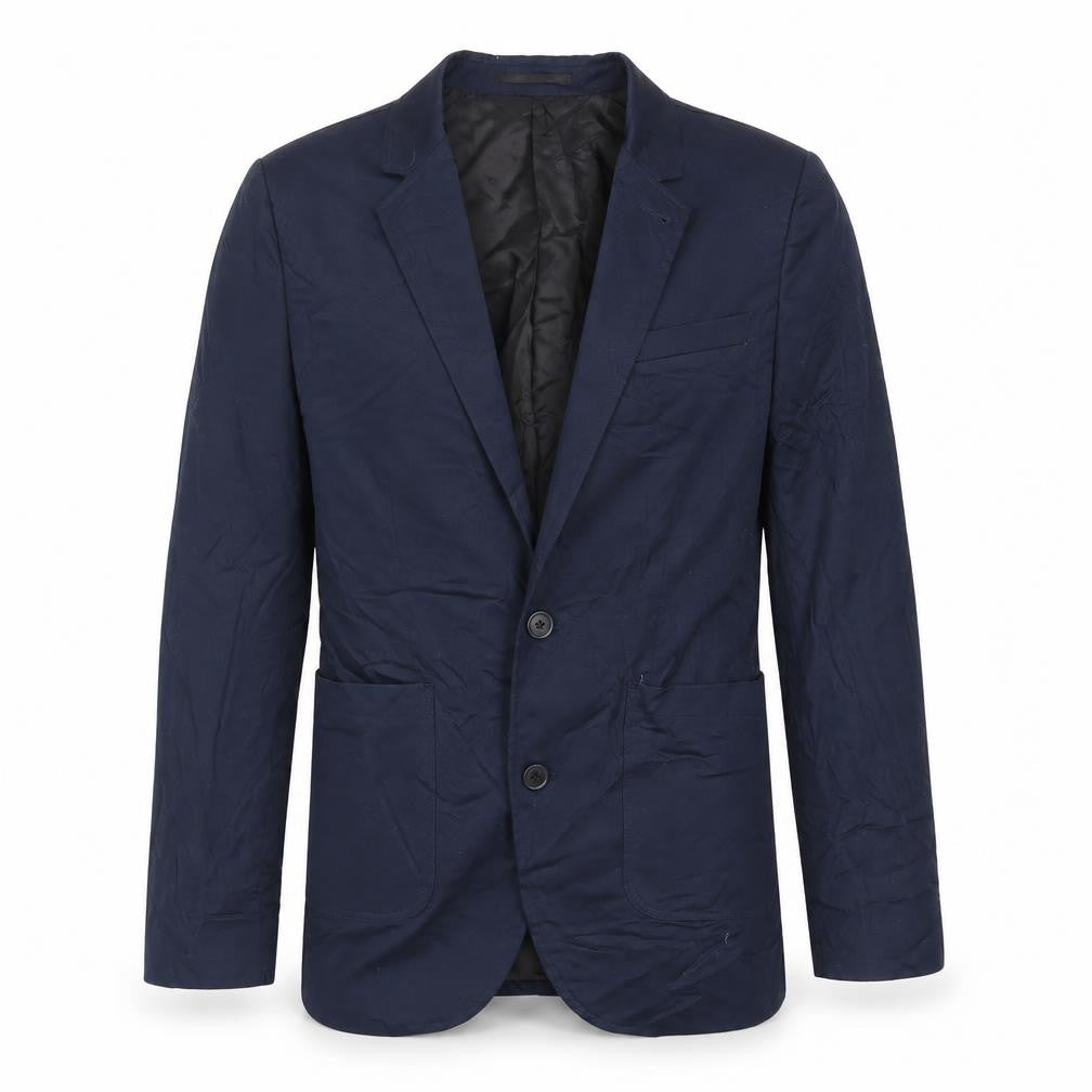 Front view of ASOS men’s blue cotton jacket blazer, size 34, regular