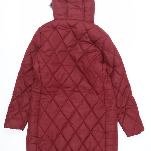 Regatta Womens Red Quilted Coat Size 16 Zip - Hooded Zipped Pockets Outdoors
