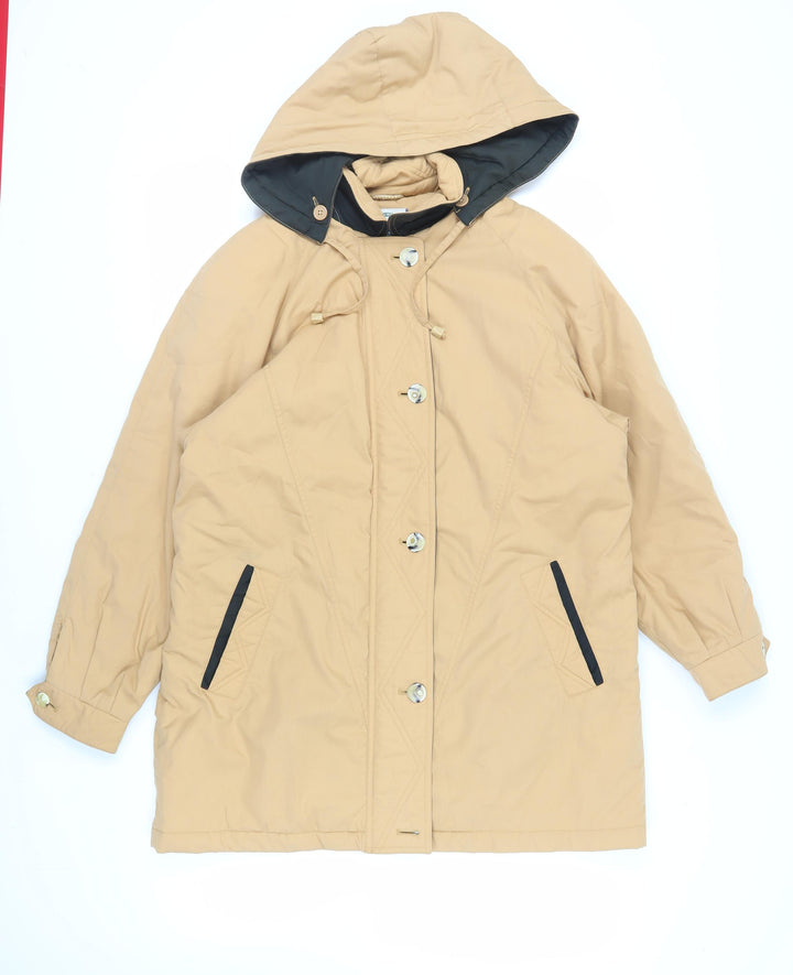 NuAge Womens Beige Pea Coat Coat Size 14 Zip - Vintage