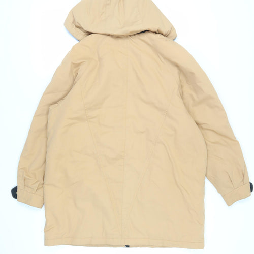NuAge Womens Beige Pea Coat Coat Size 14 Zip - Vintage