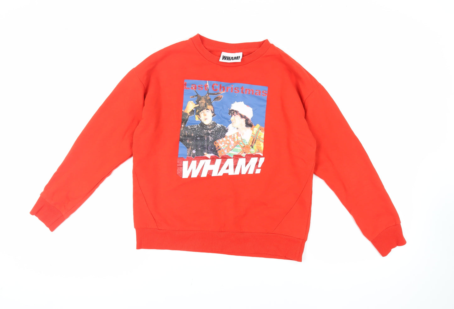 Wham! Womens Red Cotton Pullover Sweatshirt Size 10 Pullover - Christmas