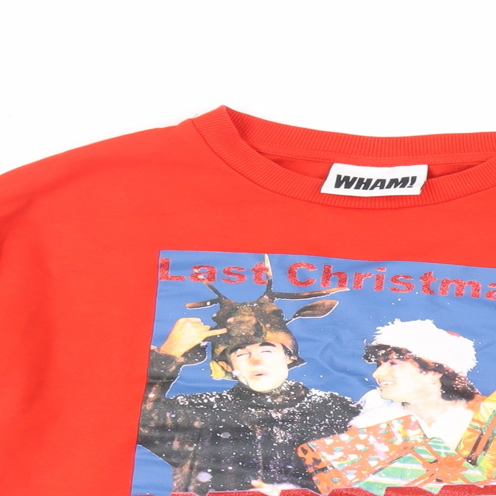 Wham! Womens Red Cotton Pullover Sweatshirt Size 10 Pullover - Christmas