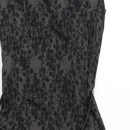 Monsoon Womens Black Geometric Viscose A-Line Size 10 Round Neck Zip