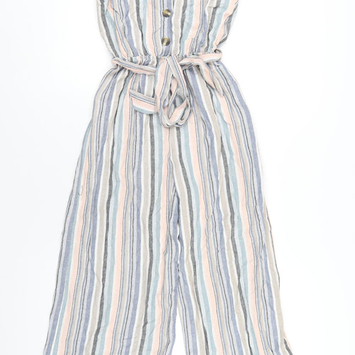 New Look Womens Multicoloured Striped Viscose Jumpsuit One-Piece Size 6 L22 in Button