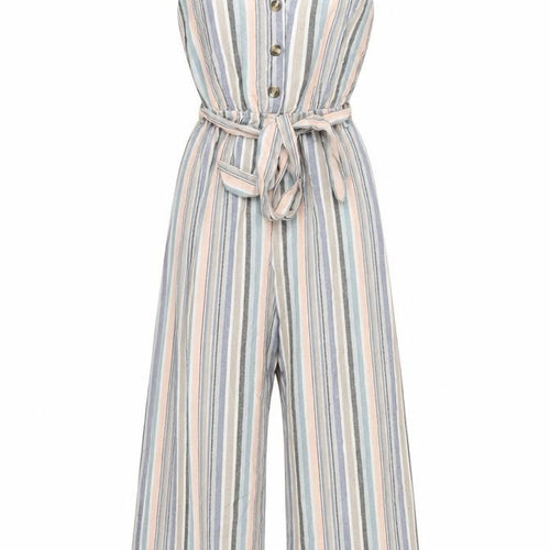 New Look Womens Multicoloured Striped Viscose Jumpsuit One-Piece Size 6 L22 in Button