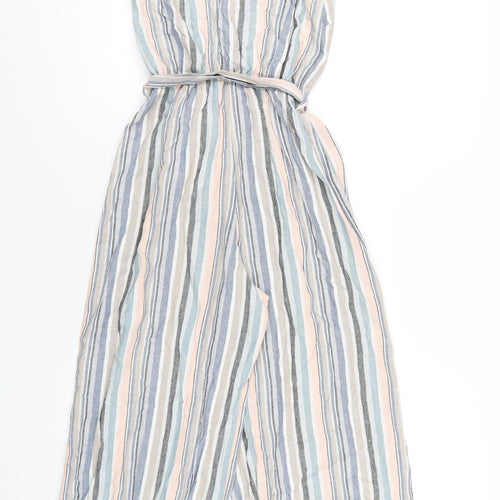 New Look Womens Multicoloured Striped Viscose Jumpsuit One-Piece Size 6 L22 in Button