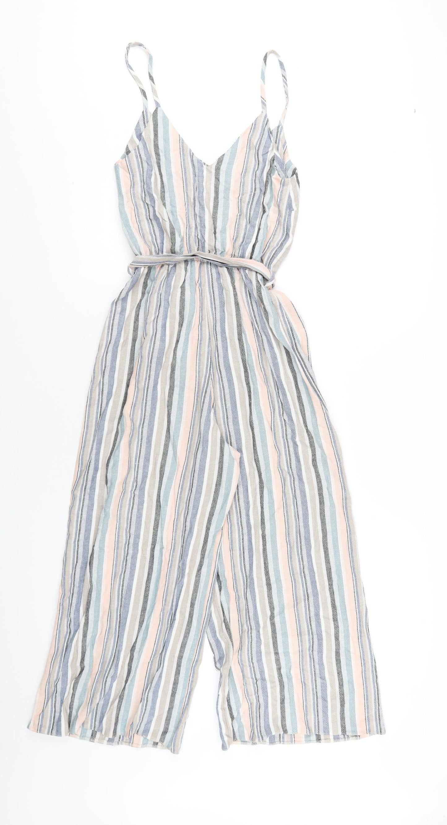 New Look Womens Multicoloured Striped Viscose Jumpsuit One-Piece Size 6 L22 in Button