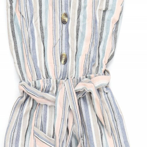 New Look Womens Multicoloured Striped Viscose Jumpsuit One-Piece Size 6 L22 in Button