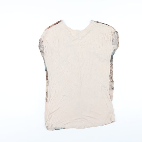 New Look Womens Multicoloured Geometric Polyester Basic T-Shirt Size 6 Round Neck