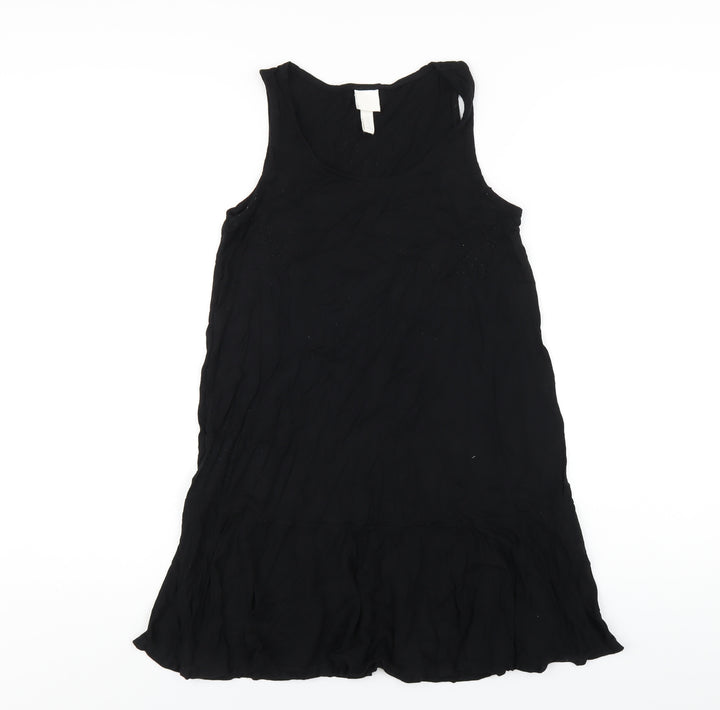 H&M Womens Black Viscose Tank Dress Size XS Scoop Neck Pullover
