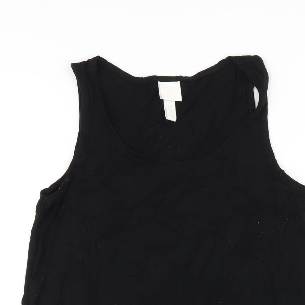 H&M Womens Black Viscose Tank Dress Size XS Scoop Neck Pullover