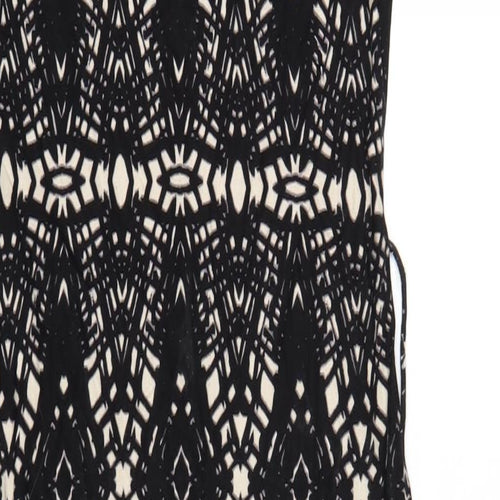 Wallis Womens Black Geometric Viscose Bodycon Size S Scoop Neck Pullover