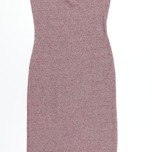 Topshop Womens Red Polyester Bodycon Size 10 Scoop Neck Pullover