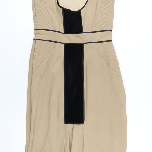 Untold Womens Beige Polyester A-Line Size 8 Scoop Neck Zip