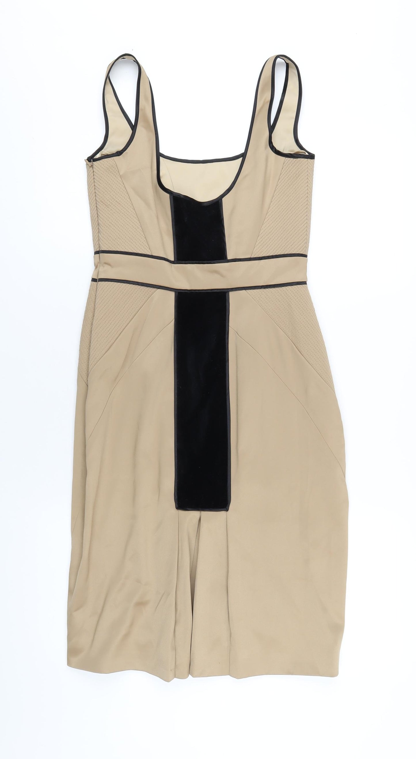 Untold Womens Beige Polyester A-Line Size 8 Scoop Neck Zip