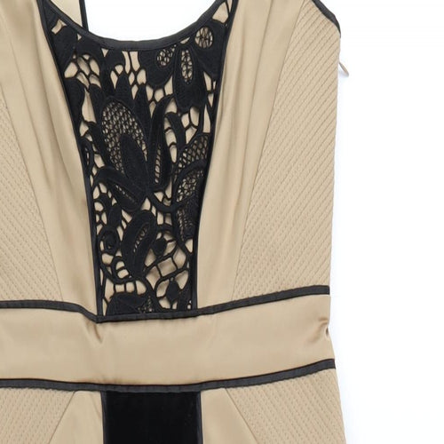 Untold Womens Beige Polyester A-Line Size 8 Scoop Neck Zip