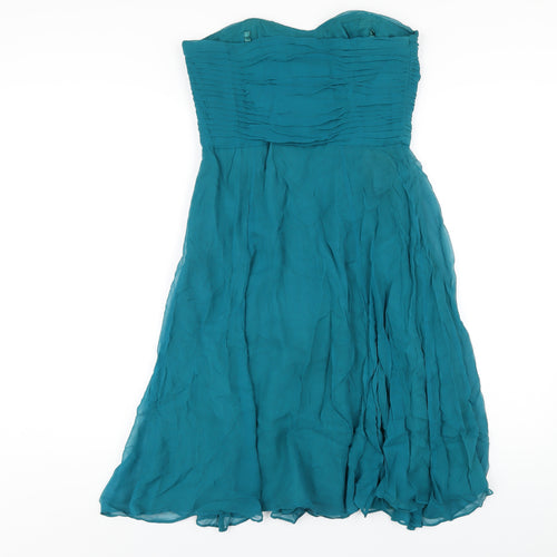 Coast Womens Green Silk A-Line Size 12 Sweetheart Zip