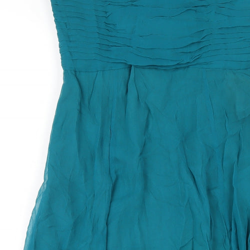 Coast Womens Green Silk A-Line Size 12 Sweetheart Zip