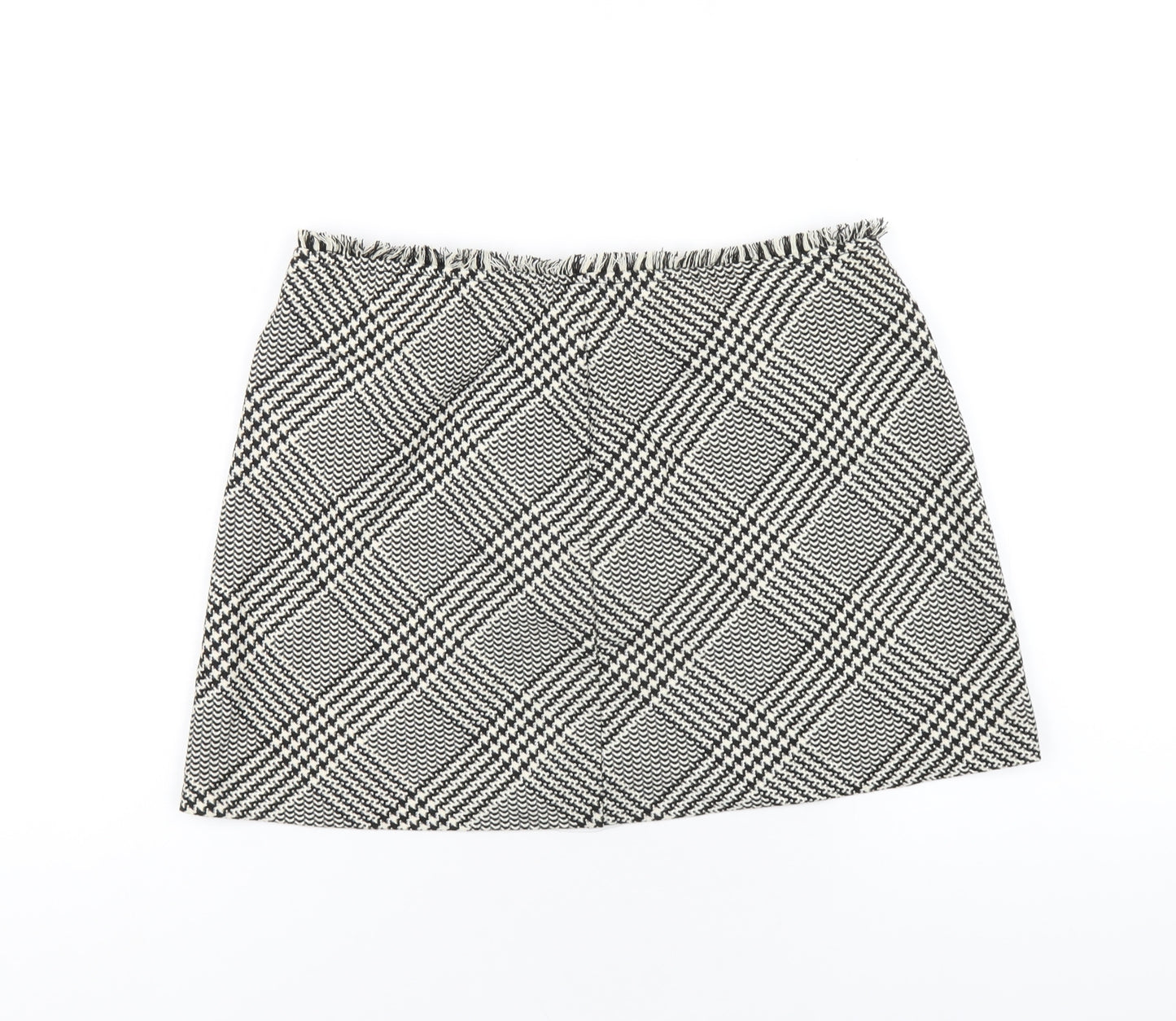 Zara Womens Black Plaid Polyester Mini Skirt Size M Zip